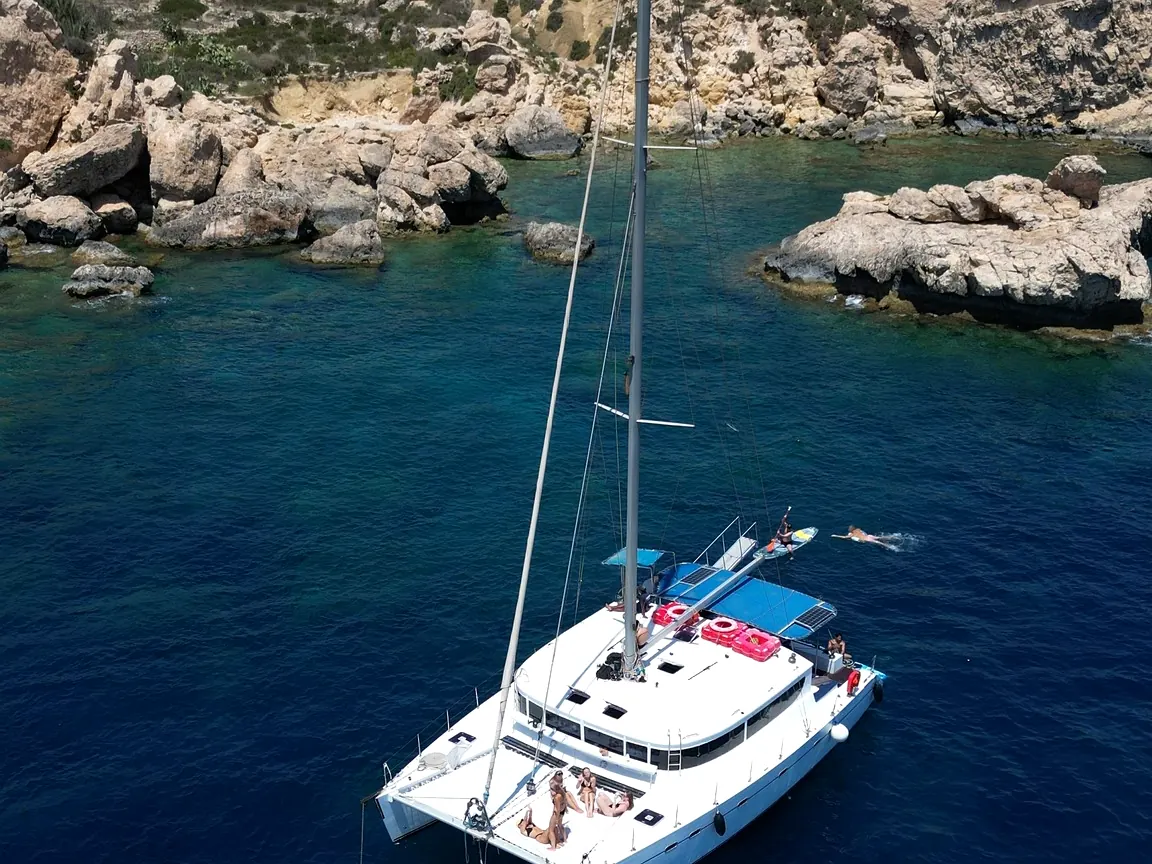 La Zingara crew and catamaran Malta